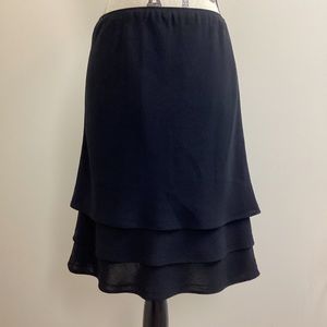 Scott Taylor Women’s Black Tiered A-line Gartered Skirt Below the Knee